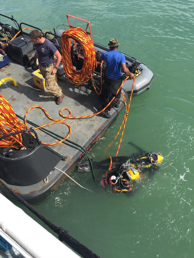 Army divers in the water - Red Ensign - Cowes Harbour