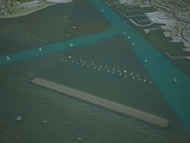 Artist's impression of the breakwater at Sept 2014 - High Water - by Boskalis Westminster