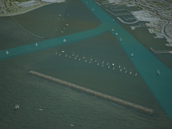 Artist's impression of the breakwater at Sept 2015 - High Water - by Boskalis Westminster