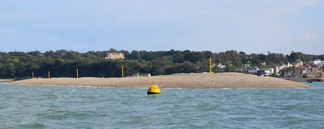 View of breakwater gravel core looking towards East Cowes