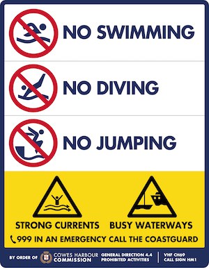 No swimming - diving - jumping sign