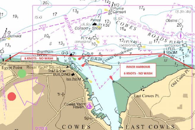 Cowes Inner Harbour 6 knots no wash