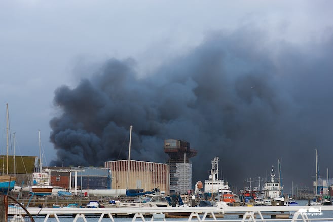 Fire at Medina Village in Cowes - credit Hamo Thornycroft