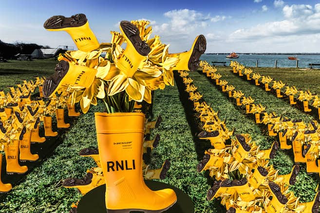 On the sun drenched shores of the Isle of Wight - the RNLI yellow welly harvest is well underway - in readiness for RNLI Yellow Welly Day - Cowes Lifeboat Station - 4th May 2015
